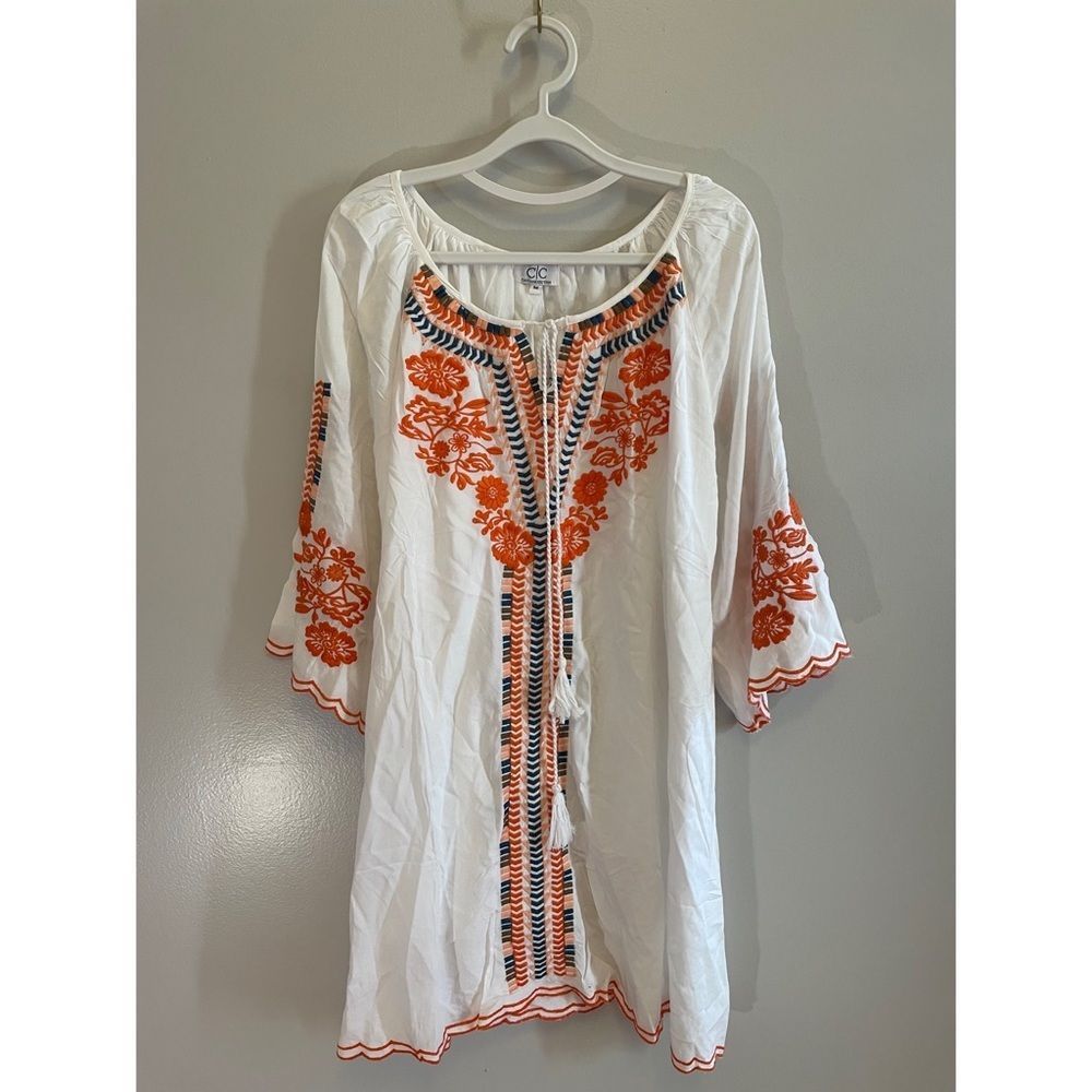 COPY - Boho Embroidered White Dress with Built In Slip